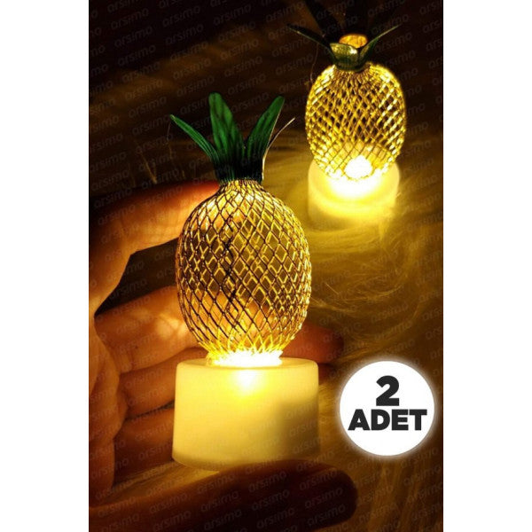 Ananas mini dekoratif LED hafif gece lamba metali (2 adet)