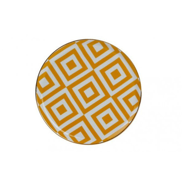 Porland Morocco Pattern Yellow Flat Plate 20cm