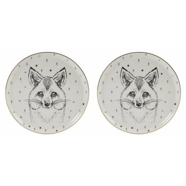 Porland Forest Fox Flat Plate 20cm Set of 2