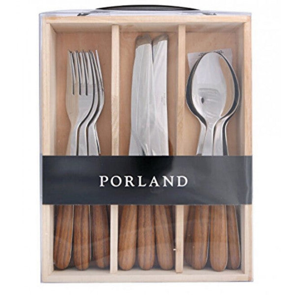 Porland Acacia Fork Spoon Knife Set 18 Pieces