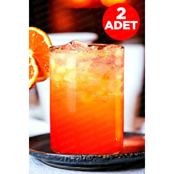 2 Pieces | Heat Resistant Borosilicate Glass | Decorative Presentation Soft Drink Cocktail Beverage Glass 250 mL
