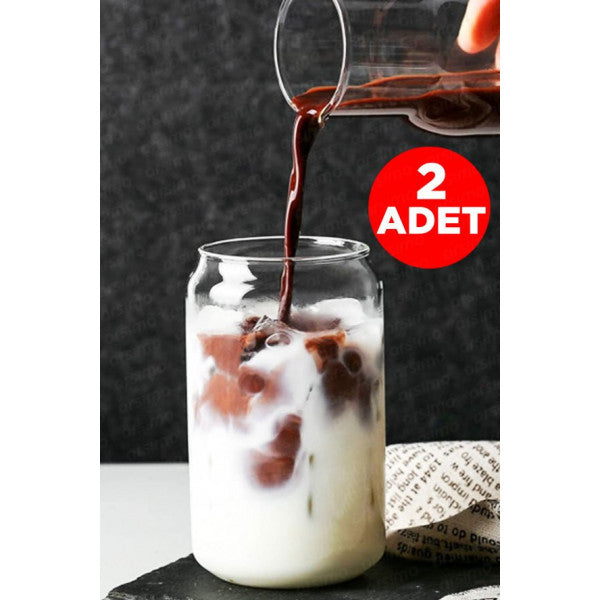 (2 Pieces) Heat Resistant Borosilicate Jar Glass | Jar Shaped Decorative Presentation Soft Drink Drink Cup