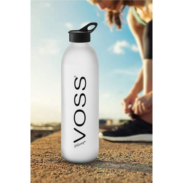 Voss Motivation Flask Glass Water Bottle Large Size 1 Lt | Black White