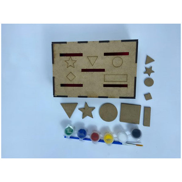Preschool Educational Wooden Painted Toy with Geometric Shape Placement
