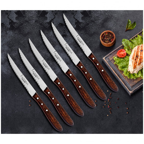 Lazbisa Kitchen Knife Set Steak Meat Knife Restaurant Meat Cutting Chopping Fruit Vegetable Knife Stylish Wenge Wood Handle