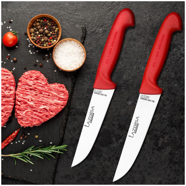 Lazbisa Kitchen Knife Set Meat Bread Mincer Vegetable Knife - Silver Series