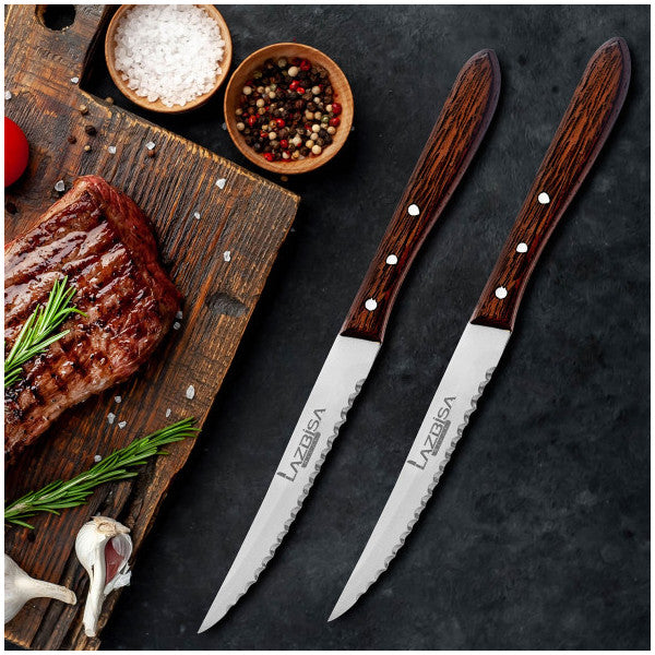 Lazbisa Kitchen Knife Set Steak Meat Knife Restaurant Meat Cutting Chopping Fruit Vegetable Knife Stylish Wenge Wood Handle