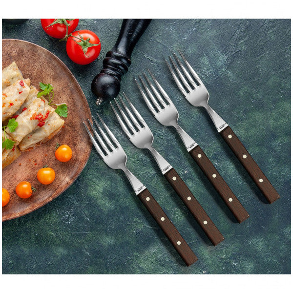 Lazbisa Kitchen Knife Set Steak Meat Fork Restaurant Stylish Wenge Wood Handle Set of 4