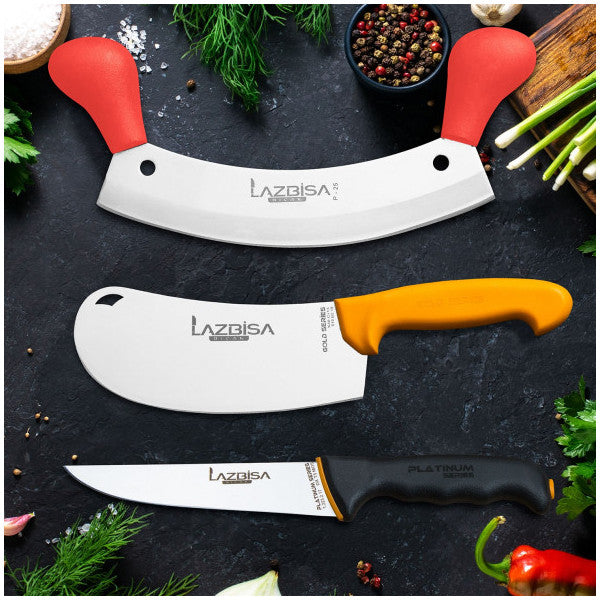 مجموعة سكاكين المطبخ من لازبيسا، مجموعة مفرمة لحم، 3 قطع، مفرمة بيتزا، بصل، بيتا