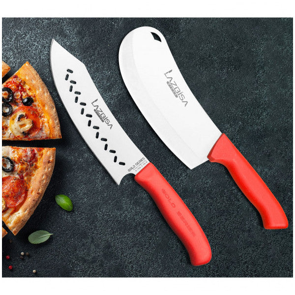 Lazbisa Kitchen Knife Set Chef Knife Curved Chef 2K Line Pizza Onion Pita Pastry Cleaver Set of 2