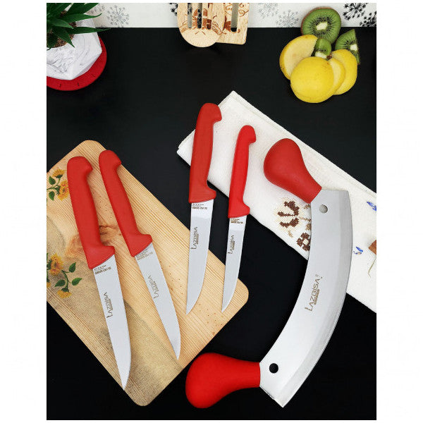 Lazbisa 5-Piece Silver Kitchen Knife Set Daily Use Salad Pizza Pastry Meat Bread Vegetable Knife