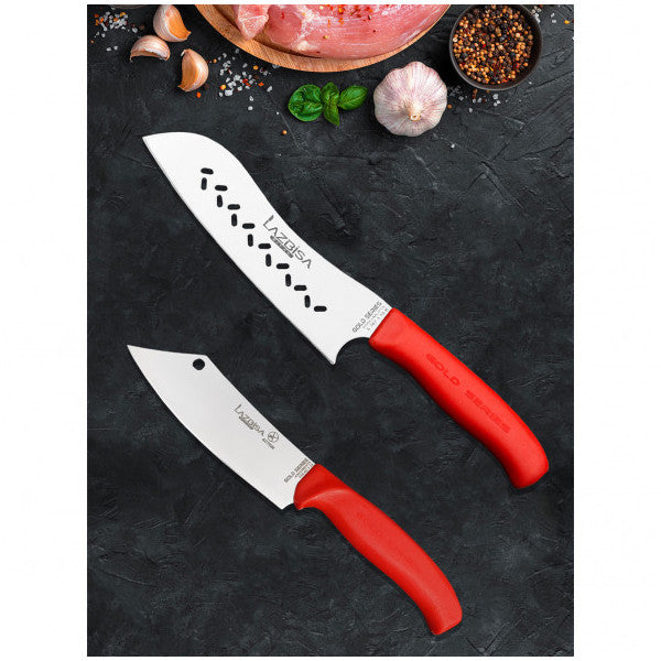 Lazbisa Gold Pro Kitchen Knife Set Daily Use 2 Pieces Meat Bread Chef Vegetable Fruit Onion Pastry Knife