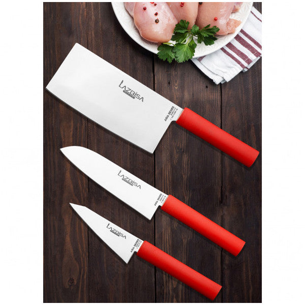 Lazbisa Asia 3 Piece Kitchen Knife Set Meat Bread Vegetable Fruit Onion Salad Chef Knife