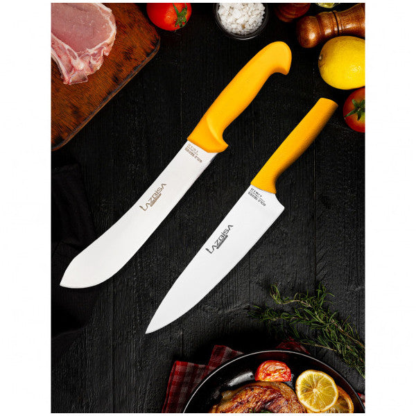 مجموعة سكاكين المطبخ الاحترافية الذهبية من لازبيسا مكونة من قطعتين سكين تقطيع اللحوم والخبز والخضراوات والبصل والفواكه