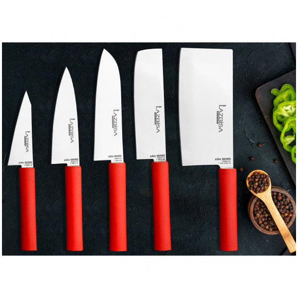 Lazbisa Asia 5 Piece Kitchen Knife Set Meat Bread Vegetable Fruit Onion Salad Chef Knife