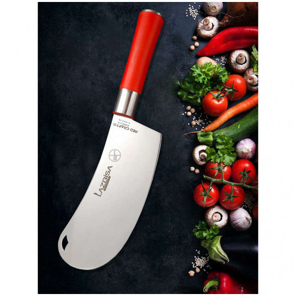 Lazbisa Red Carft Kitchen Knife Set Pita Pastry Onion Pizza Cutter Cleaver Armor
