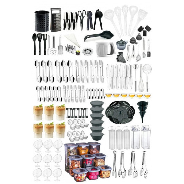 179 Piece Kitchen Dowry Set, 72 Piece Fork Spoon Knife Set, Ice Tray, Whisk, Jam Bowl, Spoon Holder