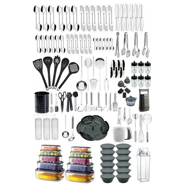154 Pieces Modern Kitchen Dowry Set 72 Pieces Cutlery Set Scoop Set Storage Container Spice Rack