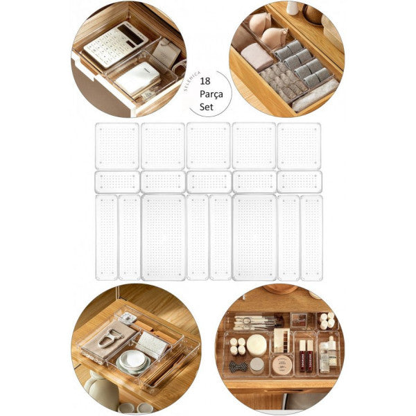 Set Of 18 Modular Drawer Organizer Bathroom Makeup Jewelry Organizer Office Desktop Organizer Set18