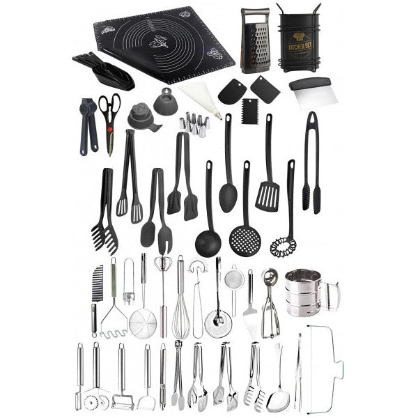 مجموعة أدوات المطبخ 51 قطعة، مجموعة أدوات المطبخ من السيليكون، أدوات المطبخ المعدنية