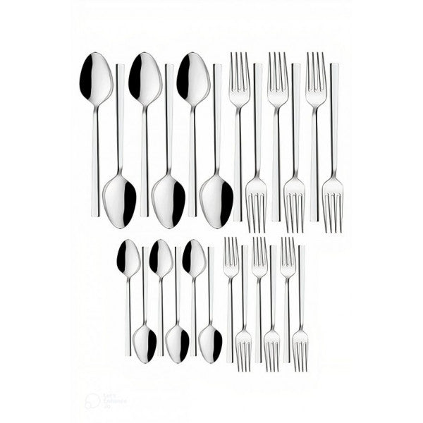 مجموعة أدوات مائدة فولاذية مكونة من 24 قطعة من الفولاذ المقاوم للصدأ موديل عصا حديثة تكفي لـ 6 أشخاص
