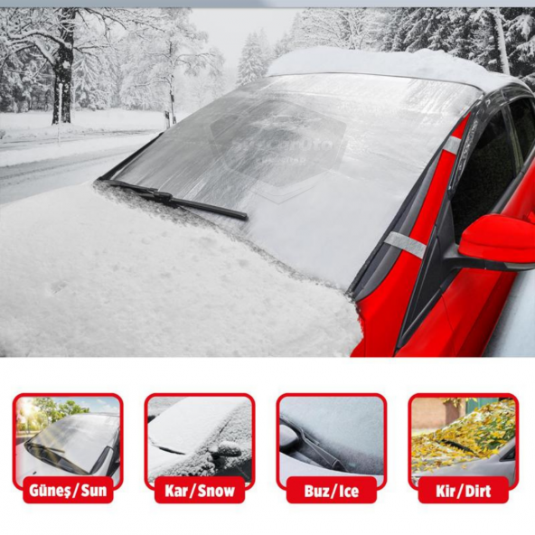 4 Seasons Auto Windshield Tarpaulin, Vehicle Window Anti-Icing And Protective Tarpaulin Snow Cover On Glass, Ice Tarpaulin, Sun Preventive 156 X 90 Cm