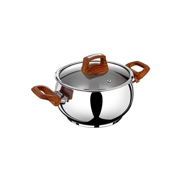 Bonera Tulip 30Cm Single Wooden Handle Stainless Steel Pot