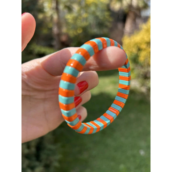 Bym081 Anti Allergic Domino Tarnish Orange Green Bracelet Accessory Women's Jewelry Bracelet