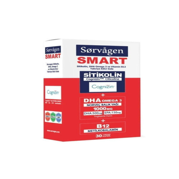 Sorvagen Smart 30 Capsules (Food Supplement Containing Citicoline Dha Omega 3 And B12)