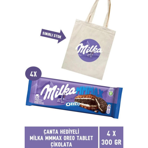 Milka Oreo Tablet Chocolate With Gift Bag 300 Gr Mmmax - 4 Pieces