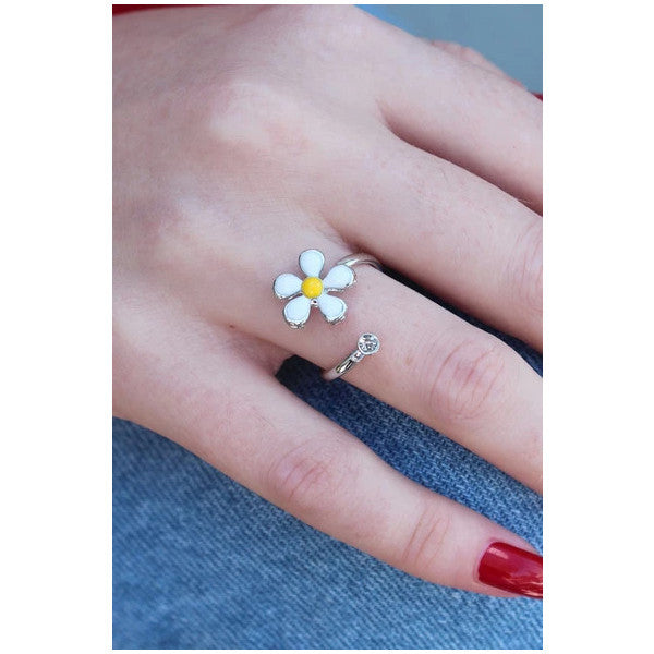 Pilelistore Silver Color Daisy Model Zircon Stone Detail Women's Ring - Tj-Byk2609