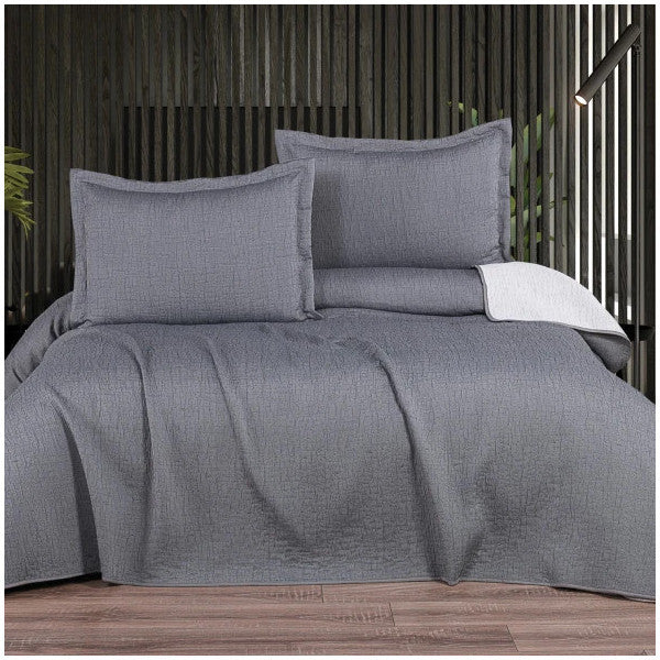 Schafer Home Basic Double Bedspread Set-Grey