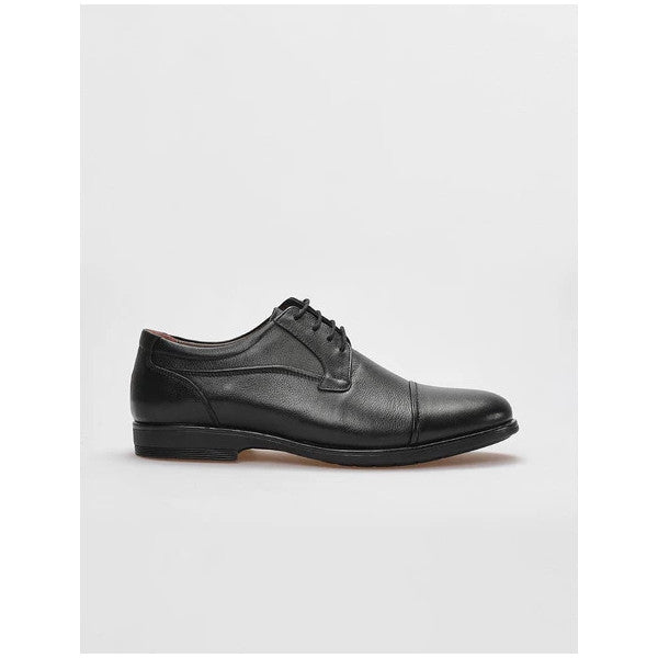 Genuine Leather Black Lace-Up Men's Casual Shoes