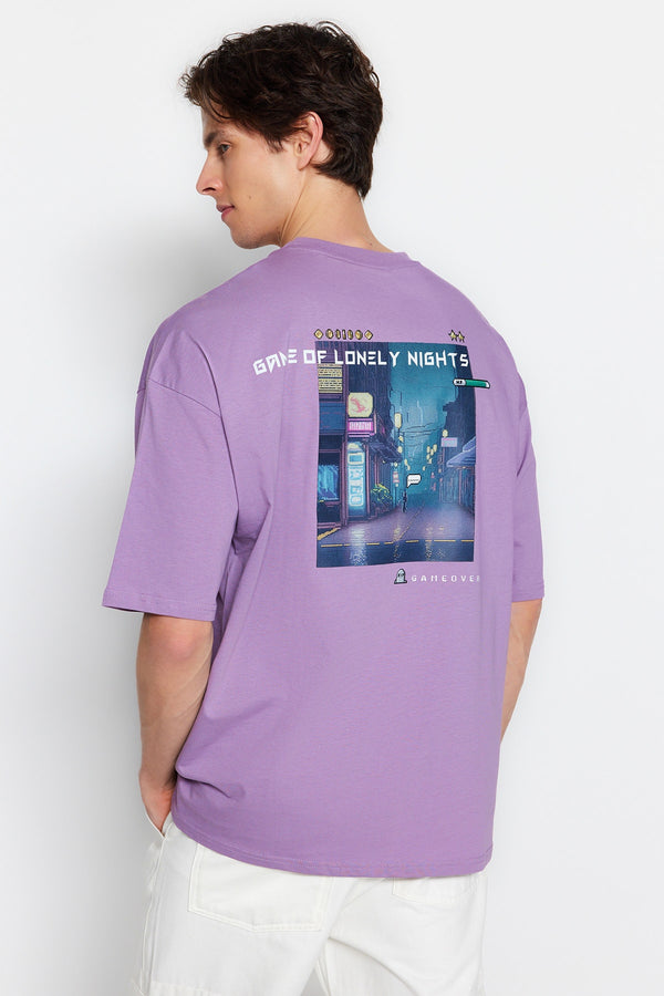 TRENDYOL MAN Men's Oversize Crew Neck Short Sleeve Game Over Printed T-Shirt TMNSS23TS00247