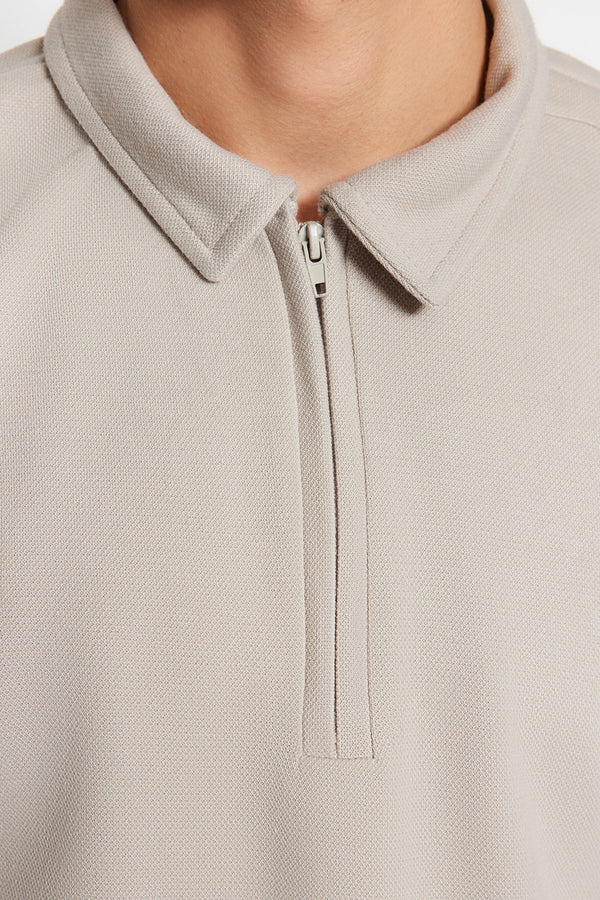 Trendyol Man Taş Men's Premium Regular/normal Cut Short Sleeve Thick Pique Zippered Polo Neck T-Shirt