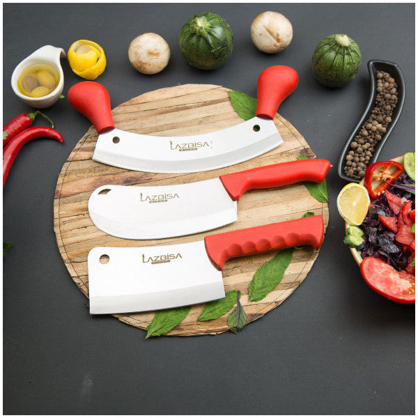 Lazbisa Kitchen Knife Set Cleaver Armor Chicken Pizza Onion Pita Minced Meat Chopper Cleaver Set Of 3