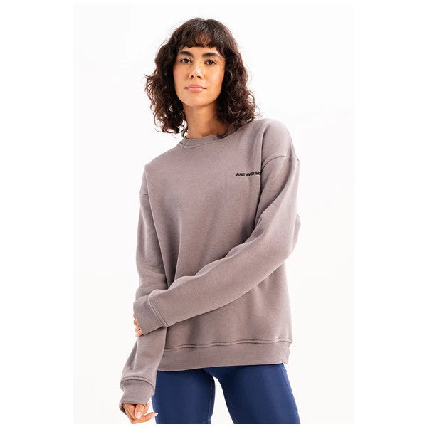 Justever Crew Neck Embroidered Fleece Gray Women's Sweatshirt - Rigil