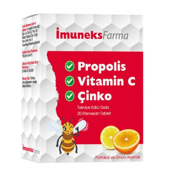 İmuneks Propolis Vitamin C Zinc 20 Effervescent Tablets