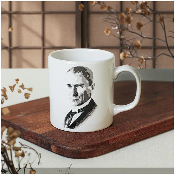Keramika Keraart Atatürk Portrait White Cylinder Mug 1 Piece