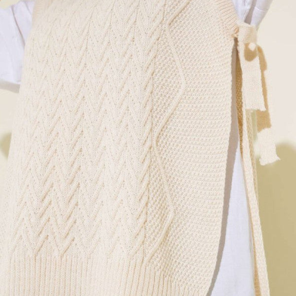 Patterned Side Tie Knitwear Sweater Beige