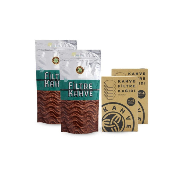 Coffee World Filter Coffee 250 Gr X 2 Pieces And Filter Coffee Paper 80 Pieces X 2 Pieces