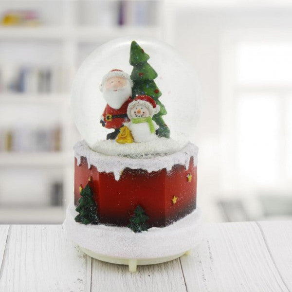 11x18cm aydınlatılmış kar küre müzikal sprey kardan adam ağacı Noel