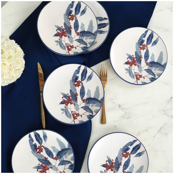 Keramika Blue Flowers Cake Plate 20 Cm 6 Pieces - 19768