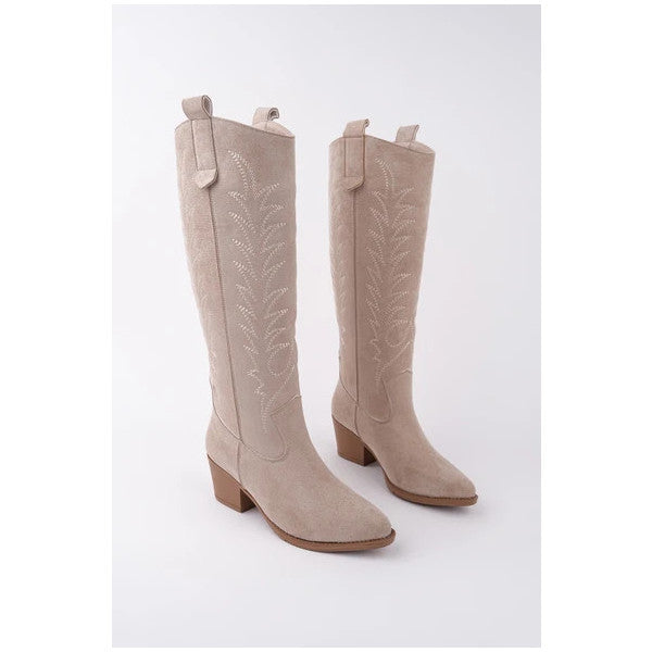 Muggo Texas Pointed Toe Embroidered Chunky Heel Women's Cowboy Western Boots