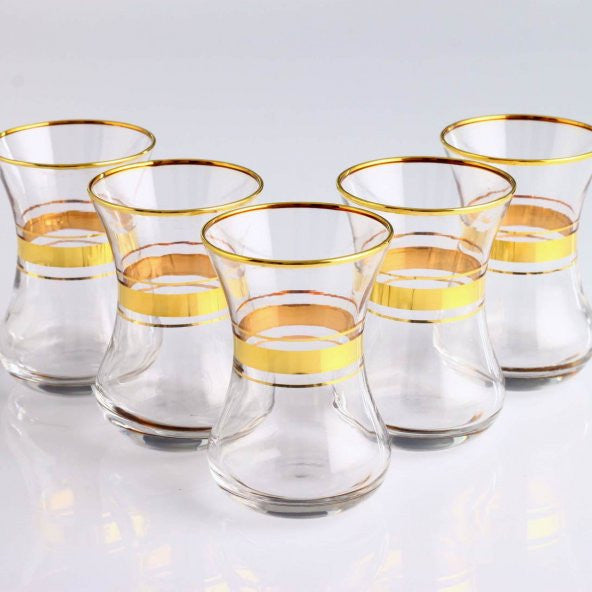 Paşabahçe Slim Gold Gilded (Pby) Glass Set for 6 People