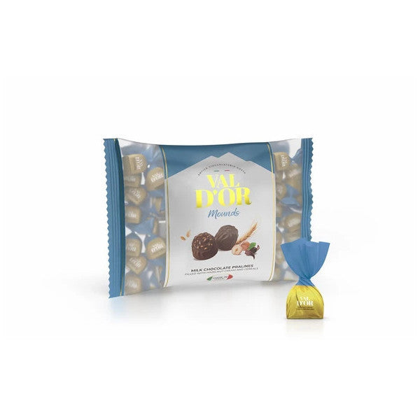 Val D'or Mounds Chocolate Filled With Hazelnut Cream And Crispy Cereal 500 Gr. (1 Blue Bag)