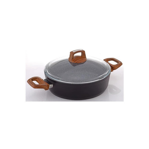 Bonera Vogue 28Cm Wooden Handle Detailed Granite Single Pot