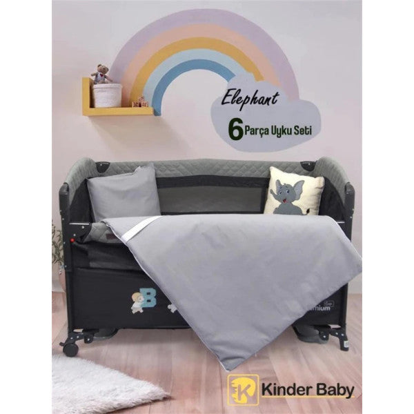 Kinder Baby Playpen Sleeping Set Gray Elephant 1010