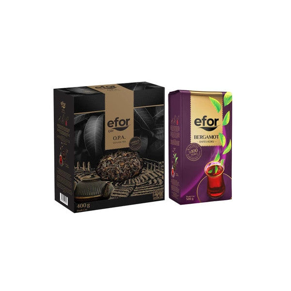 Efor Opa Ceylon Tea 400Gr + Efor Bergamot Flavored (Earl Grey) Tea 500Gr