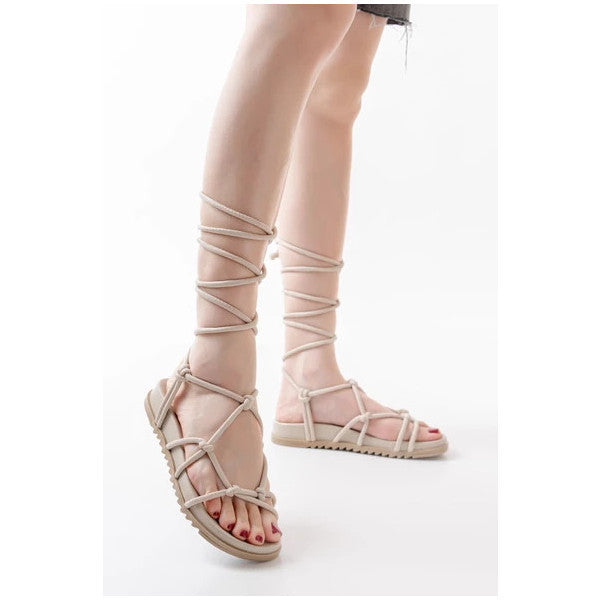 Beige Ankle Strap Women's Sandals